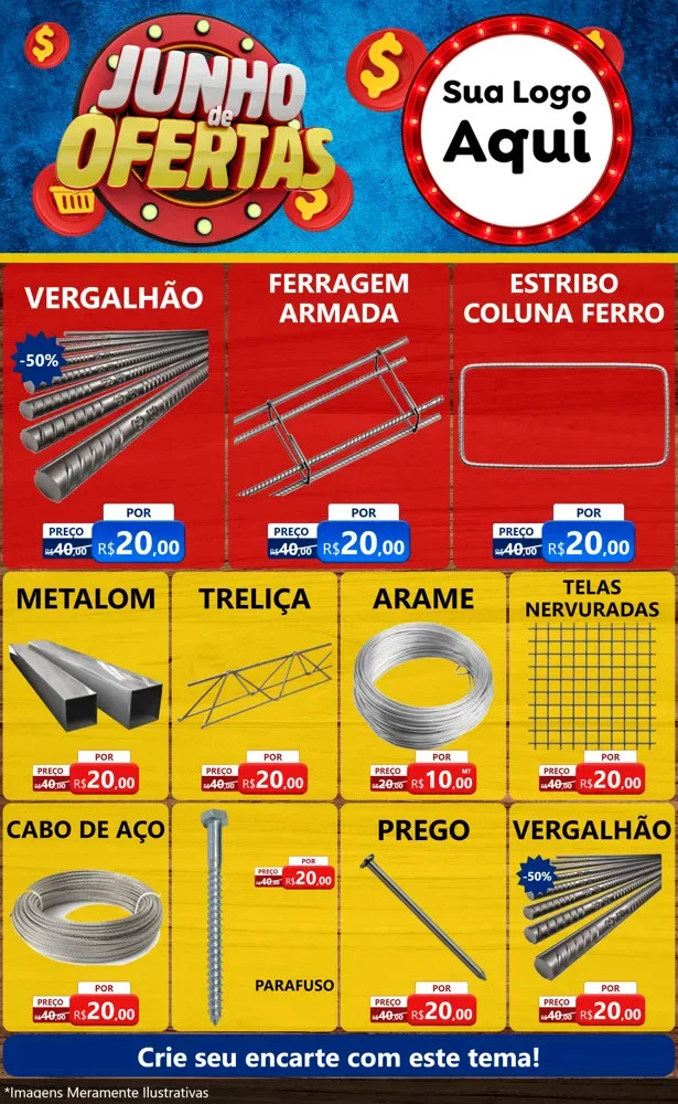 Modelo de Encarte para Encarte Grande com o tema Junho de Ofertas para Ferragens