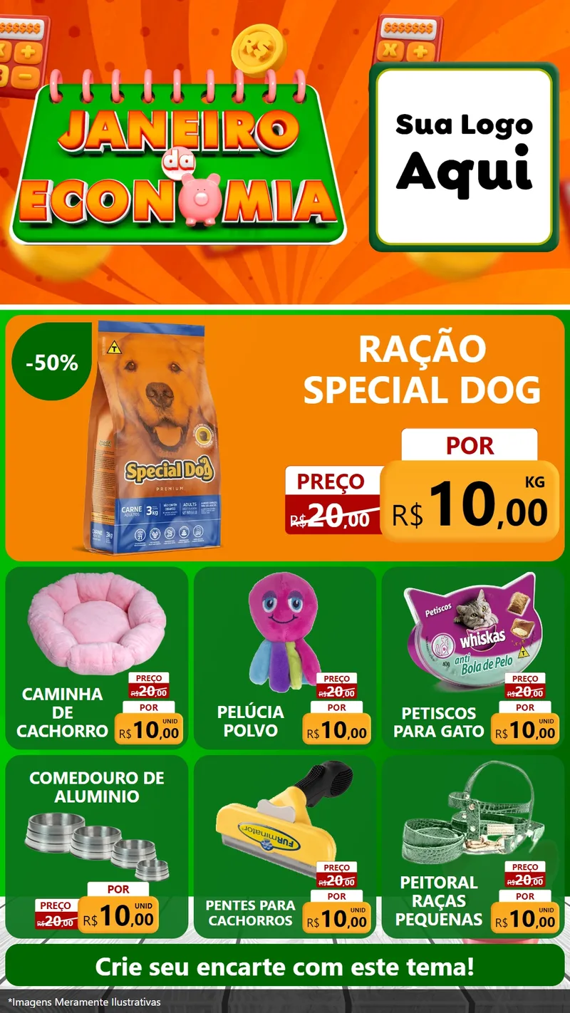 Modelo de Rede Social para Stories com o tema Janeiro da Economia para Pet Shop