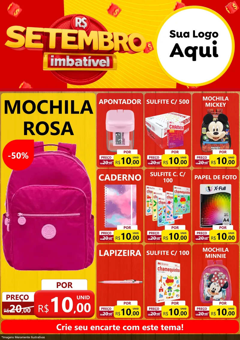 Modelo de Encarte para Encarte A4 Vertical com o tema Setembro Imbatível para Papelaria