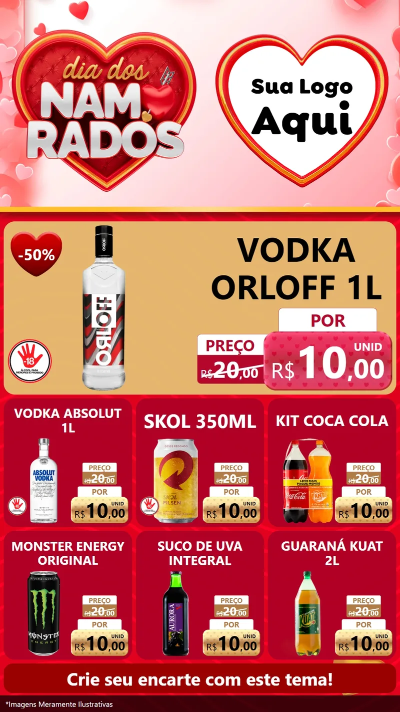 Modelo de Rede Social para Stories com o tema Dia dos Namorados para Distribuidora de bebidas