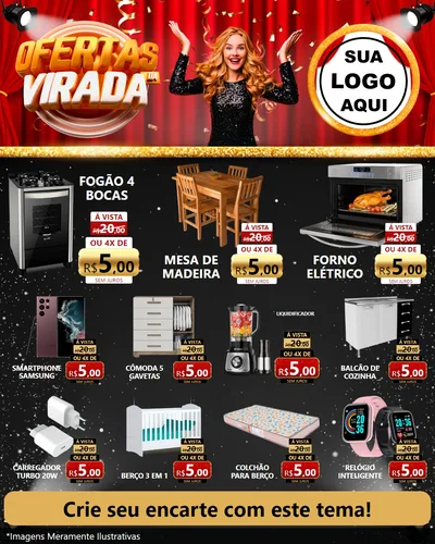 Modelo de Rede Social para Feed Instagram com o tema Ofertas da Virada para Móveis e Eletro
