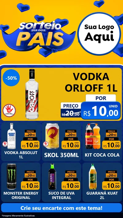 Modelo de Rede Social para Stories com o tema Sorteio Dia dos Pais para Distribuidora de bebidas