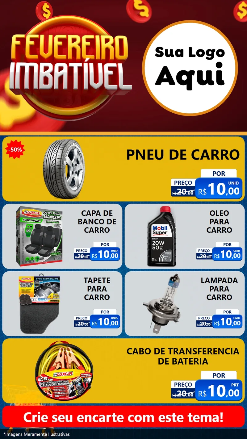 Modelo de TV para TV Vertical com o tema Fevereiro Imbatível para Auto peças