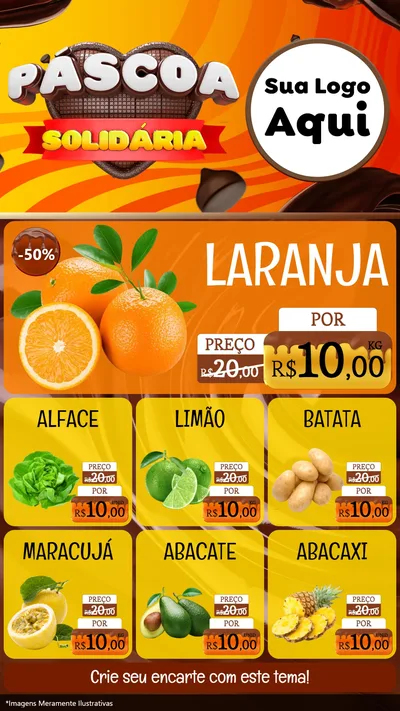 Modelo de Rede Social para Stories com o tema Páscoa Solidária para Hortifrúti