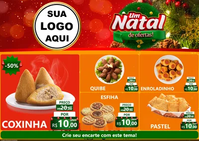 Modelo de Encarte para Encarte A4 Horizontal com o tema Um Natal de Ofertas para Salgadaria