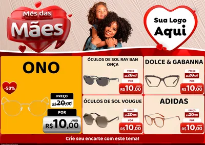 Modelo de Encarte para Encarte A4 Horizontal com o tema Mês das Mães para Óticas