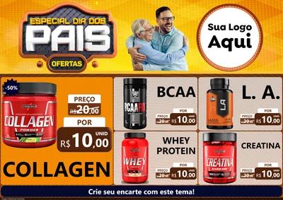 Modelo de Encarte para Encarte A4 Horizontal com o tema Especial Dia dos Pais para Suplementos alimentares