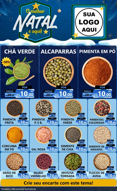 Modelo de Encarte para Encarte Grande com o tema O Melhor Natal É Aqui! para Produtos Naturais