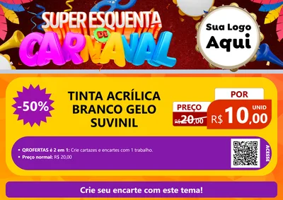 Modelo de Cartaz para Cartaz A4 Horizontal com o tema Super Esquenta de Carnaval para Tintas e Ferramentas