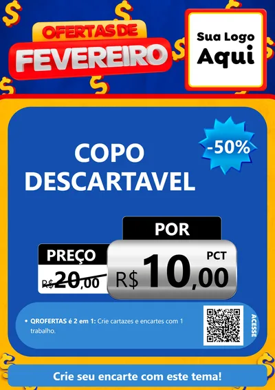 Modelo de Cartaz para Cartaz A4 Vertical com o tema Ofertas de Fevereiro para Embalagens