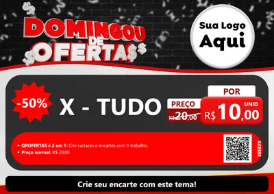 Modelo de Cartaz para Cartaz A4 Horizontal com o tema Domingou de Ofertas para Hamburgueria