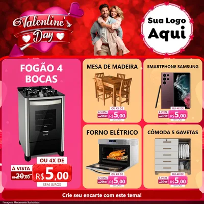 Modelo de Rede Social para Feed Facebook com o tema Valentine's Day para Móveis e Eletro