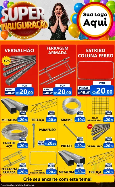 Modelo de Encarte para Encarte Grande com o tema Super Inauguração para Ferragens