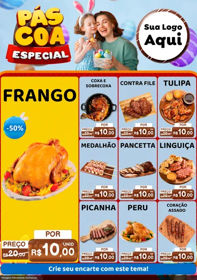 Modelo de Encarte para Encarte A4 Vertical com o tema Páscoa Especial para Assados