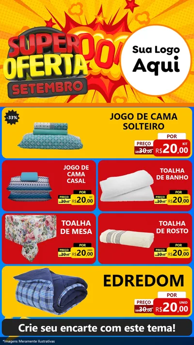 Modelo de TV para TV Vertical com o tema Super Oferta Setembro para Cama, Mesa e Banho