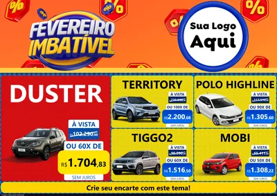 Modelo de Encarte para Encarte A4 Horizontal com o tema Fevereiro Imbatível para Concessionaria de Carros