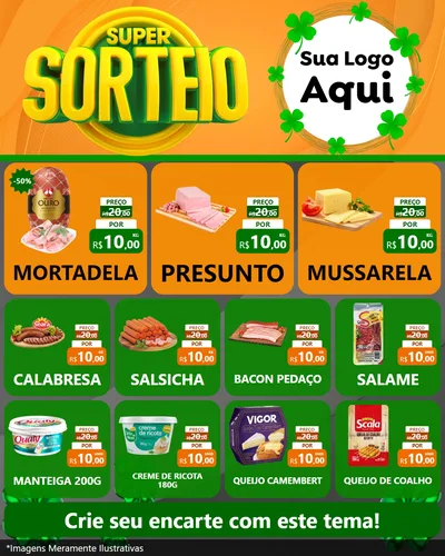 Modelo de Rede Social para Feed Instagram com o tema Super Sorteio para Frios e Laticínios