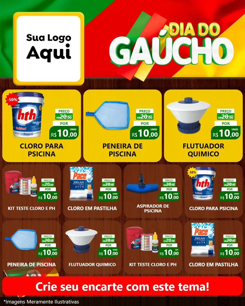 Modelo de Rede Social para Feed Instagram com o tema Dia do Gaúcho para Produtos para Piscina