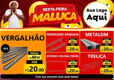 Modelo de Encarte para Encarte A4 Horizontal com o tema Sexta-feira Maluca para Ferragens