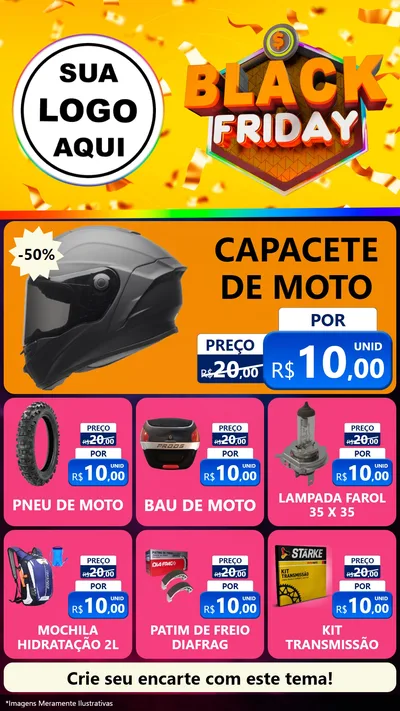 Modelo de Rede Social para Stories com o tema Black Friday para Moto peças