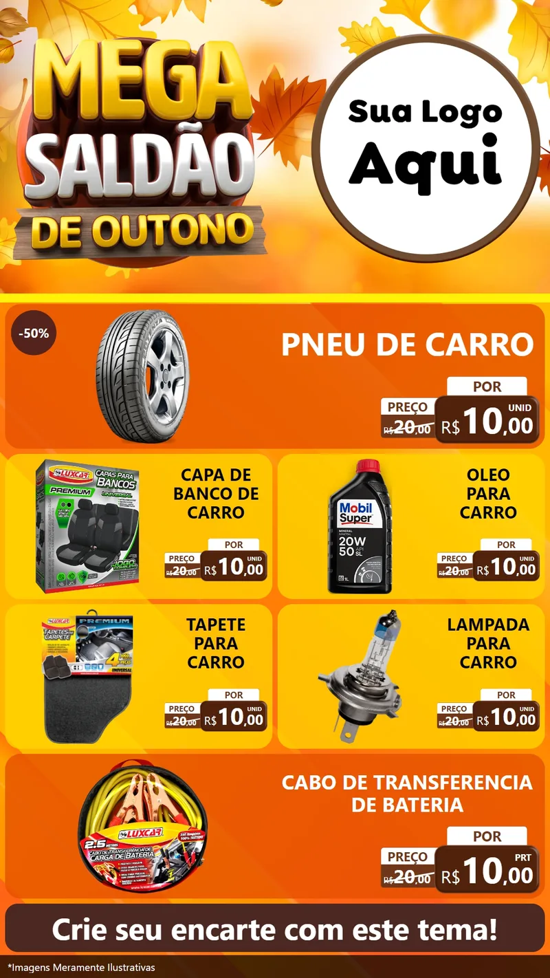 Modelo de TV para TV Vertical com o tema Mega Saldão de Outono para Auto peças