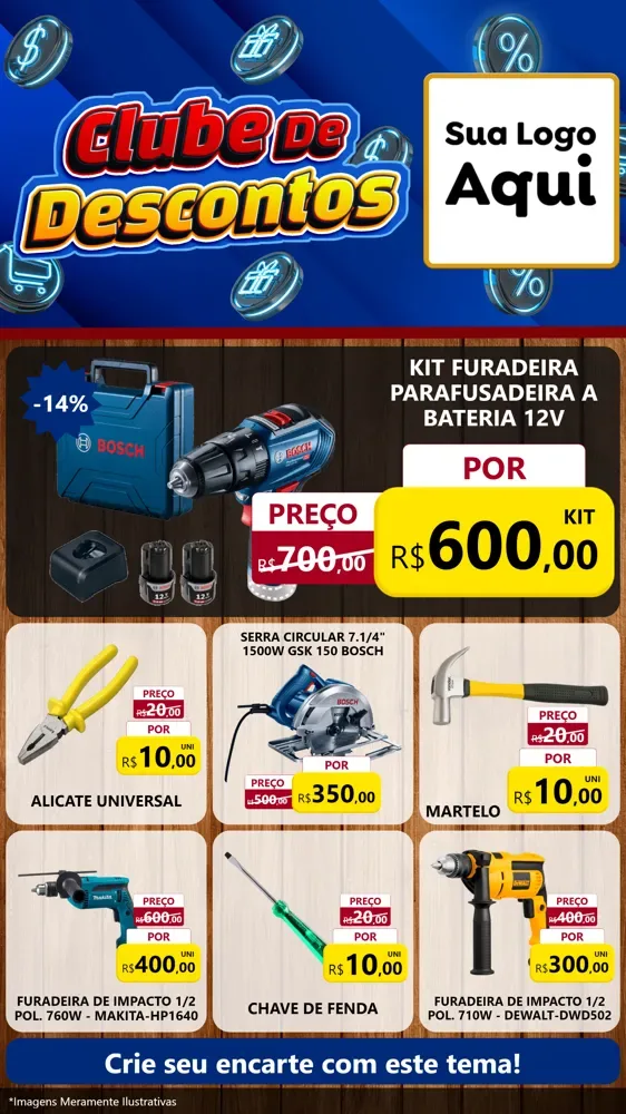 Modelo de Rede Social para Stories com o tema Clube de Descontos para Maquinas e Ferramentas