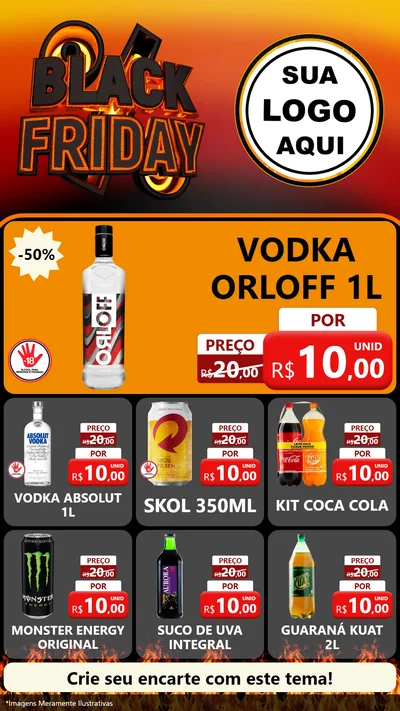 Modelo de Rede Social para Stories com o tema Black Friday para Distribuidora de bebidas