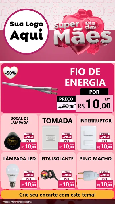 Modelo de Rede Social para Stories com o tema Super Dia Das Mães para Materiais Elétricos