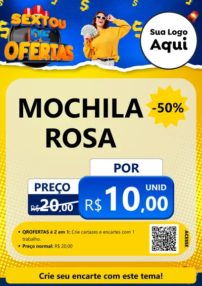 Modelo de Cartaz para Cartaz A4 Vertical com o tema Sextou de Ofertas para Papelaria