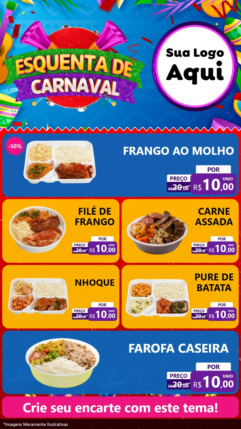 Modelo de TV para TV Vertical com o tema Esquenta de Carnaval para Restaurante