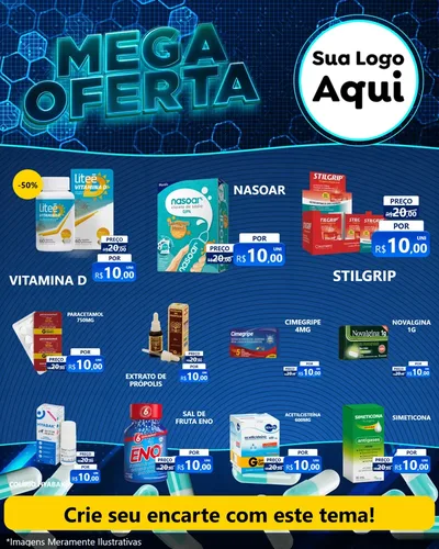 Modelo de Rede Social para Feed Instagram com o tema Mega Oferta - Farmácia para Farmácia