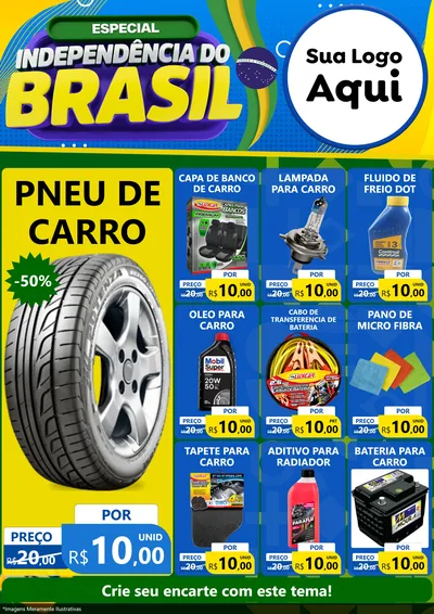 Modelo de Encarte para Encarte A4 Vertical com o tema Especial Independência do Brasil para Auto peças