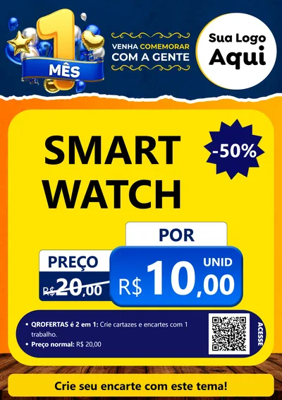 Modelo de Cartaz para Cartaz A4 Vertical com o tema Um Mês de Aniversário para Informática