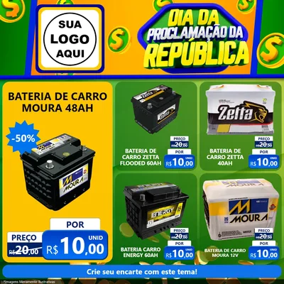 Modelo de Rede Social para Feed Facebook com o tema Dia Da Proclamação da República para Baterias Elétricas