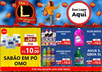 Modelo de Encarte para Encarte A4 Horizontal com o tema Dia L - O Dia Mais Barato Do Mês para Produtos de Limpeza