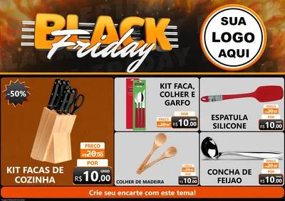 Modelo de Encarte para Encarte A4 Horizontal com o tema Black Friday para Utilidades Domésticas