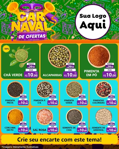 Modelo de Rede Social para Feed Instagram com o tema Carnaval de Ofertas para Produtos Naturais