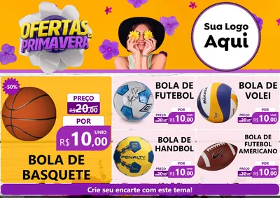 Modelo de Encarte para Encarte A4 Horizontal com o tema Ofertas Da Primavera para Artigos Esportivos