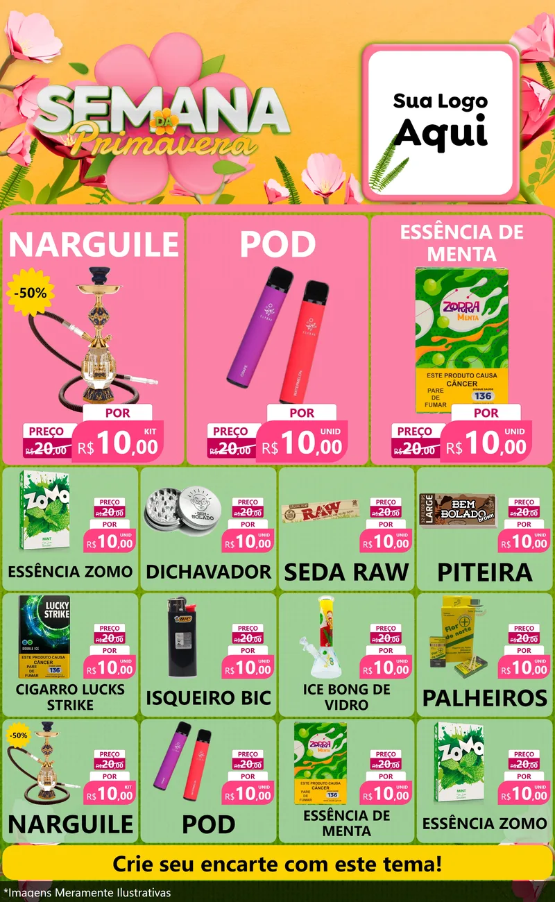 Modelo de Encarte para Encarte Grande com o tema Semana da Primavera para Tabacaria