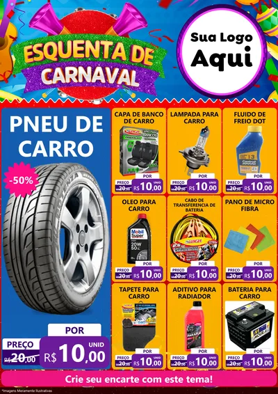 Modelo de Encarte para Encarte A4 Vertical com o tema Esquenta de Carnaval para Auto peças