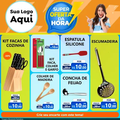 Modelo de Rede Social para Feed Facebook com o tema Super Oferta da Hora para Utilidades Domésticas