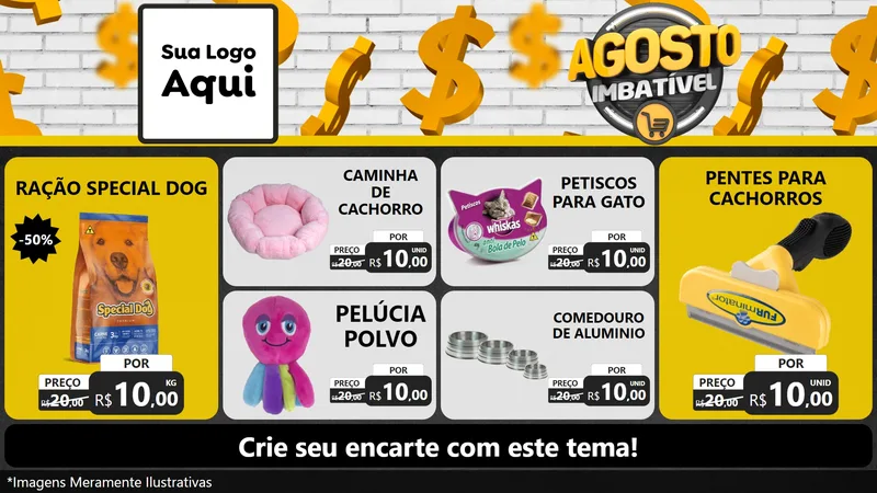 Modelo de TV para TV Horizontal com o tema Agosto imbatível para Pet Shop