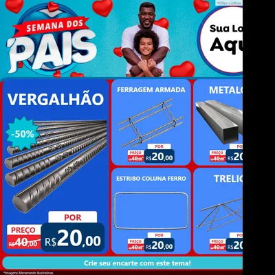 Modelo de Rede Social para Feed Facebook com o tema Semana Dos Pais para Ferragens