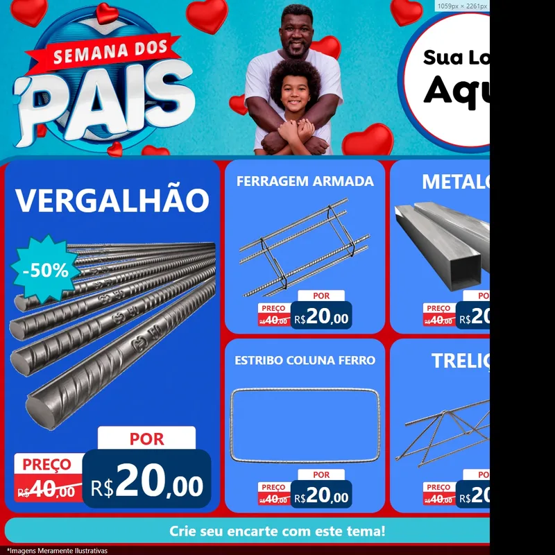 Modelo de Rede Social para Feed Facebook com o tema Semana Dos Pais para Ferragens