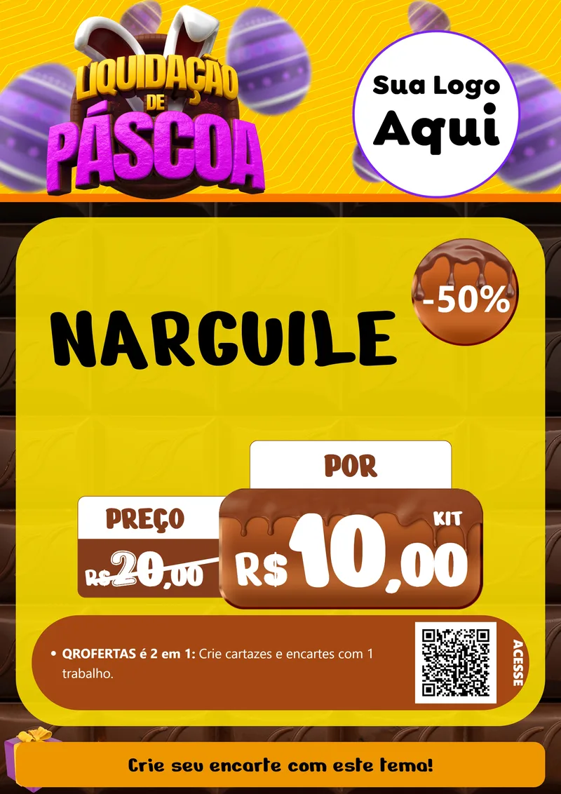 Modelo de Cartaz para Cartaz A4 Vertical com o tema Liquidação de Páscoa para Tabacaria