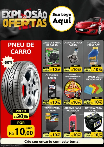 Modelo de Encarte para Encarte A4 Vertical com o tema Explosão de Ofertas para Auto peças