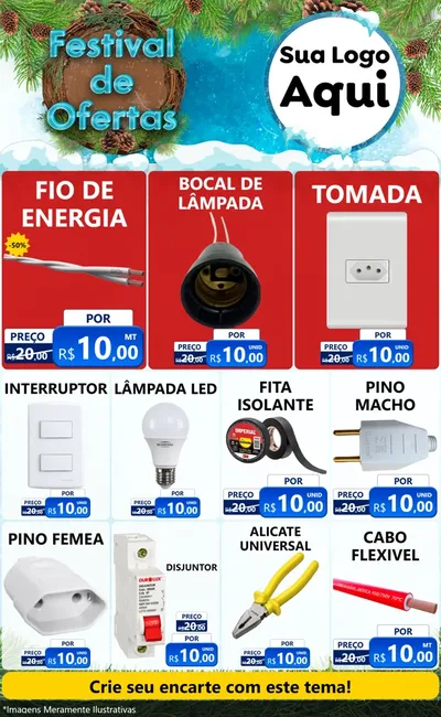 Modelo de Encarte para Encarte Grande com o tema Festival de Ofertas - Inverno para Materiais Elétricos