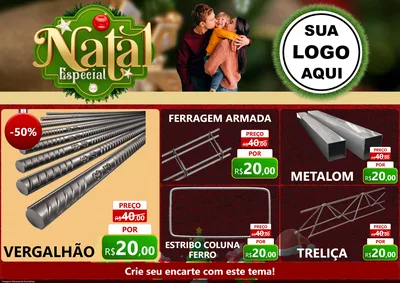 Modelo de Encarte para Encarte A4 Horizontal com o tema Natal Especial para Ferragens