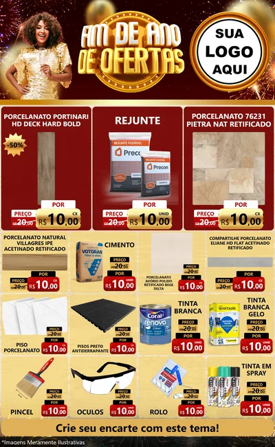 Modelo de Encarte para Encarte Grande com o tema Fim de Ano de Ofertas para Pisos e revestimentos