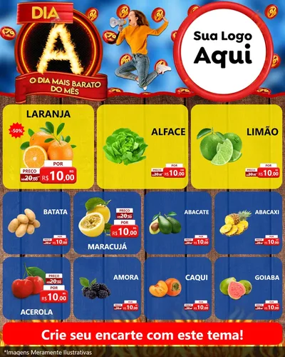 Modelo de Rede Social para Feed Instagram com o tema Dia A - O Dia Mais Barato Do Mês para Hortifrúti